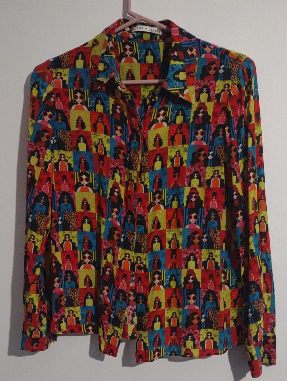 alice + olivia Silk Printed Top Size Small Like New